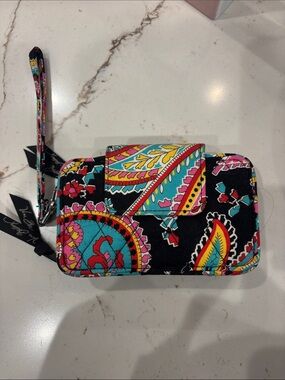 Vera Bradley Black Multicolor Paisley Wristlet Clutch